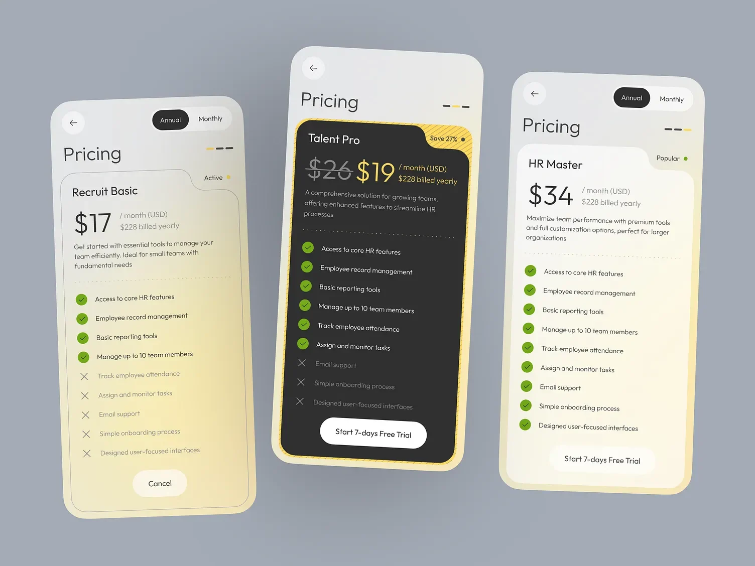 Interface de landing page